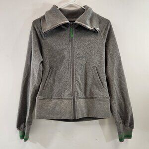 Lululemon Vintage Bench Warmer Zip Up Grey w/ Green Accents
